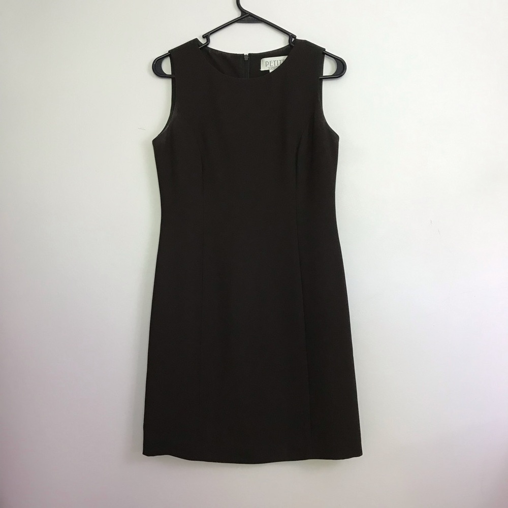 Petite Sophisticate Dark Brown Sheath Dress Womens Sz 4 Sleeveless Professional